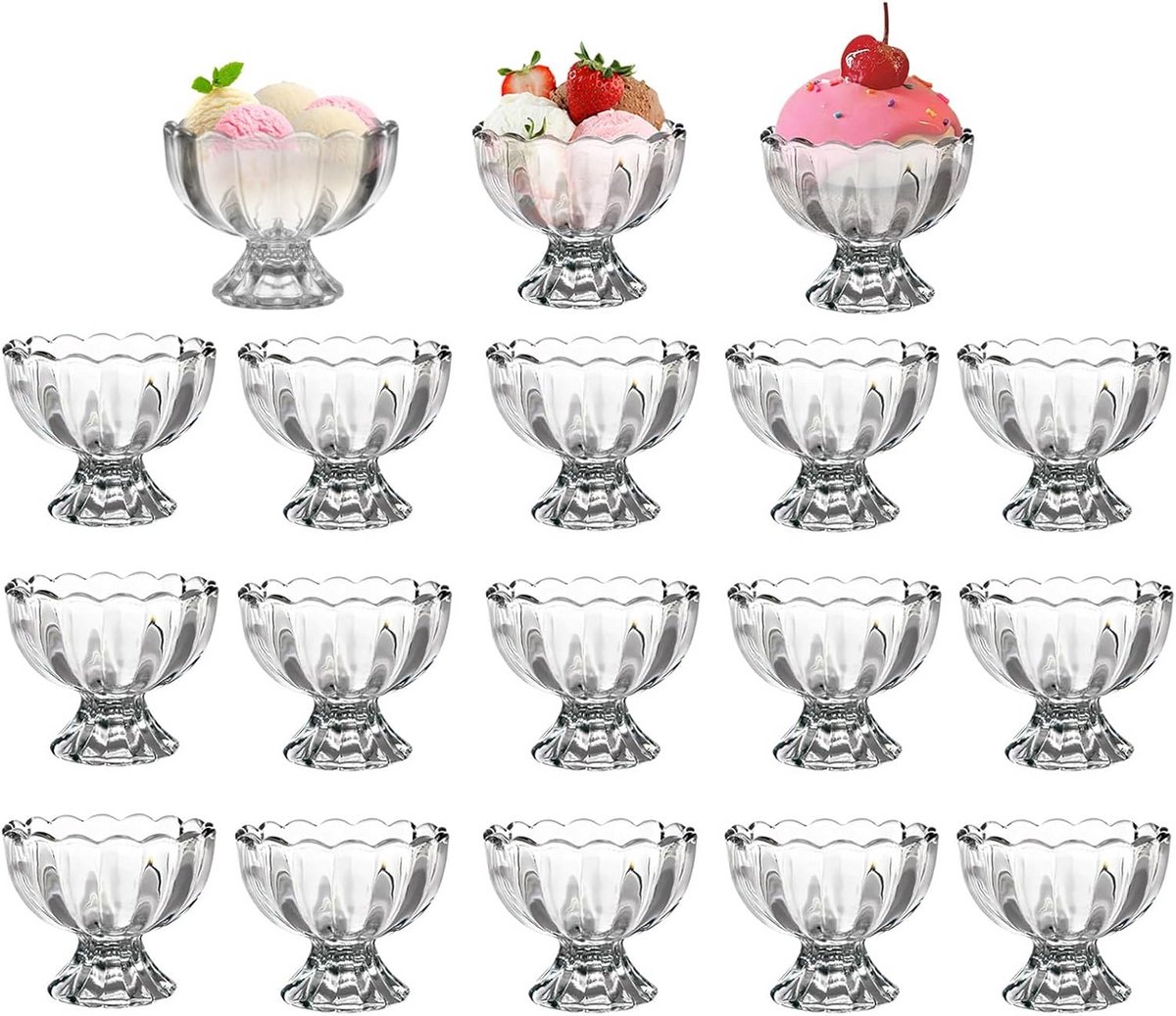 Set van 18 Glazen Kommetjes voor Desserts, IJs en Snacks