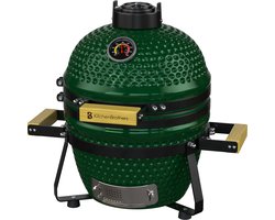 KitchenBrothers Kamado BBQ - PFAS Vrij - 13 Inch Houtskool Barbecue - 27⌀ cm - Deluxe Set - Egg BBQ met Accessoires inclusief Hoes - Groen