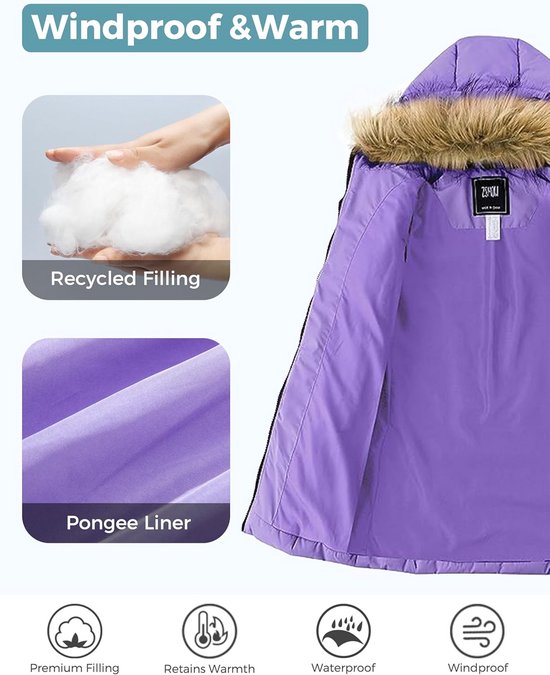 ZSHOW Winterjas voor Meisjes Parka Lange Warme Bufferjas ZSHOW Winterjas voor Meisjes Parka Lange Warme Bufferjas