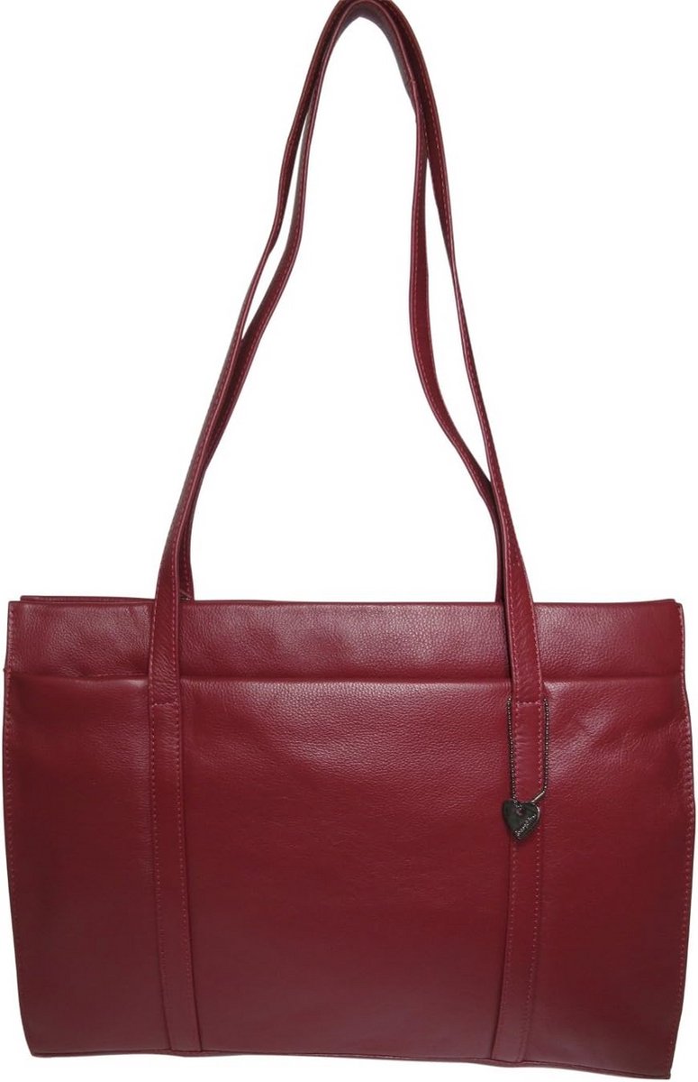 Grote Leren Schoudertas Dames Shopper Handtas Werk A4 Documenten Bordeaux