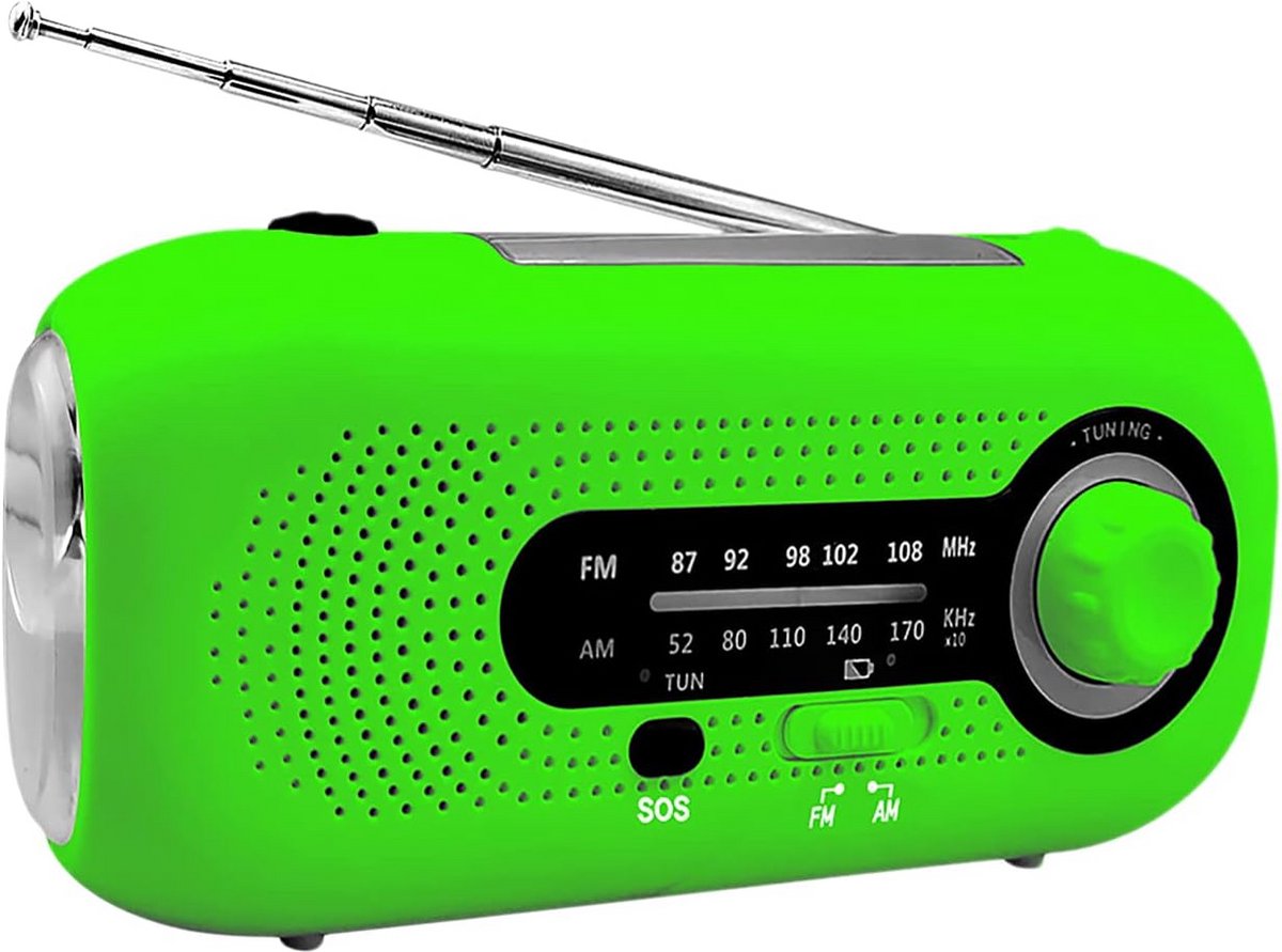 Noodradio met Oplaadbare Batterij, Zaklamp, AM/FM en SOS Alarm
