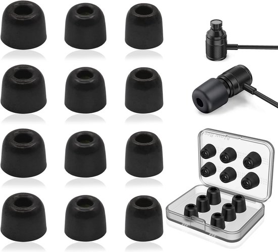 3 paar Memory Foam Oordopjes Oortelefoonknoppen Ruisisolatie 3.0mm Oordopjes Vervanging van oordopjes Compatibel met TIN HiFi T2 Pro 3 maten S/M/L Zwart
