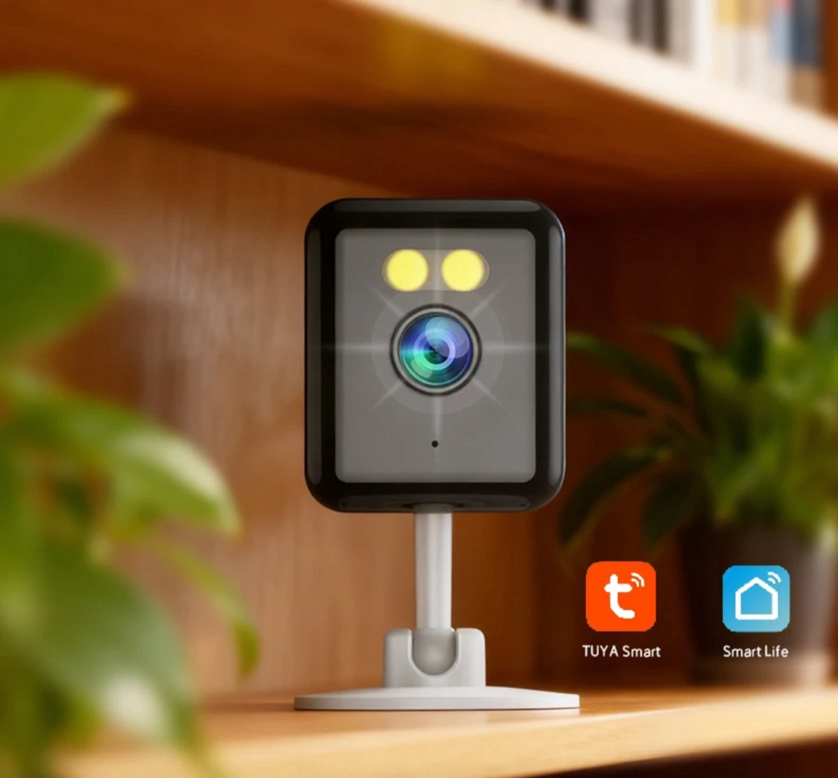 MKR- C12 Mini kubus camera op statief. 2MP, geheugenkaart slot, Werkt op de Tuya en Smartlife app.