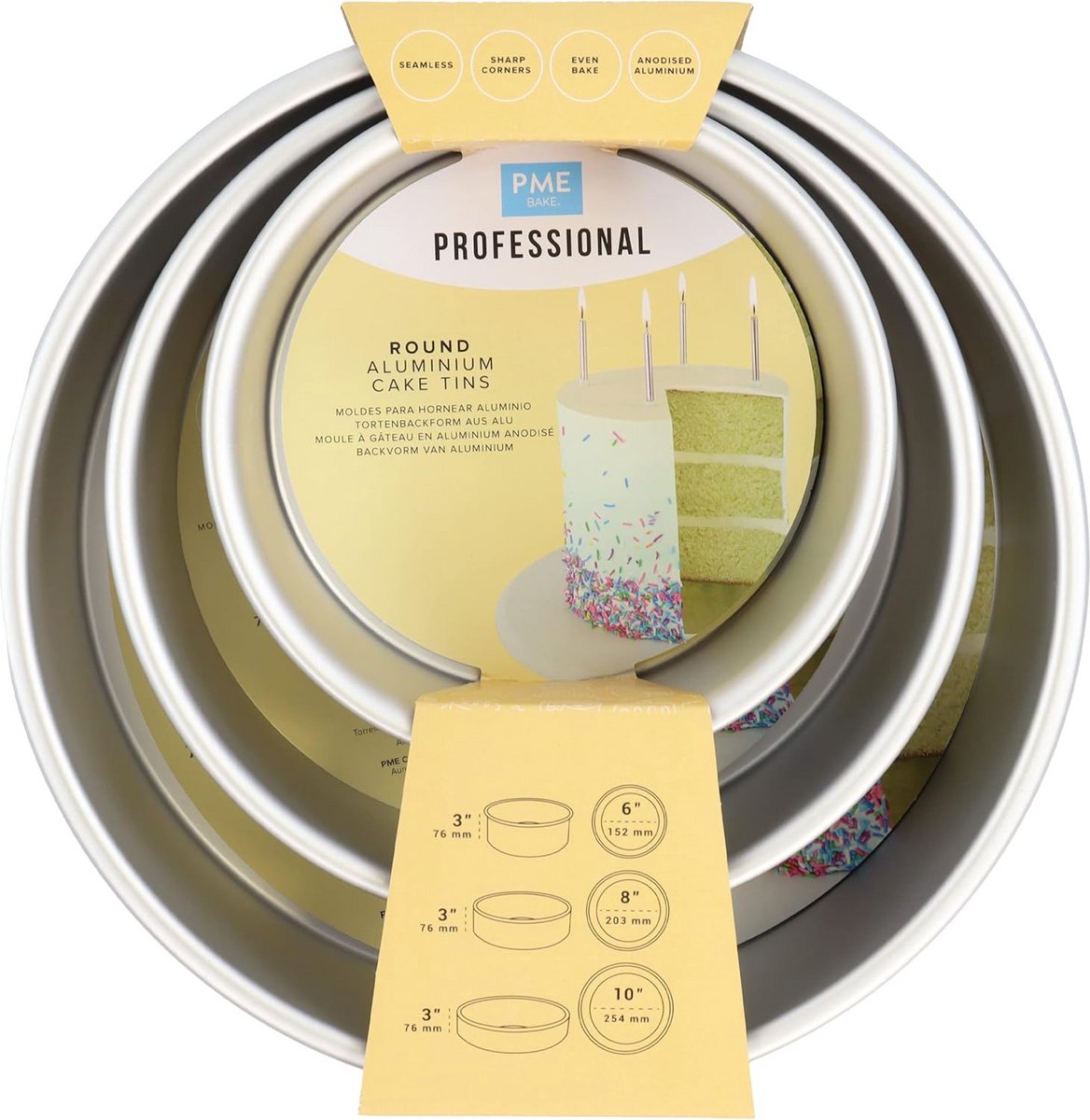 Set van 3 Ronde Springvormen Set - Diep Bakblik Aluminium - 15, 20, 25 cm