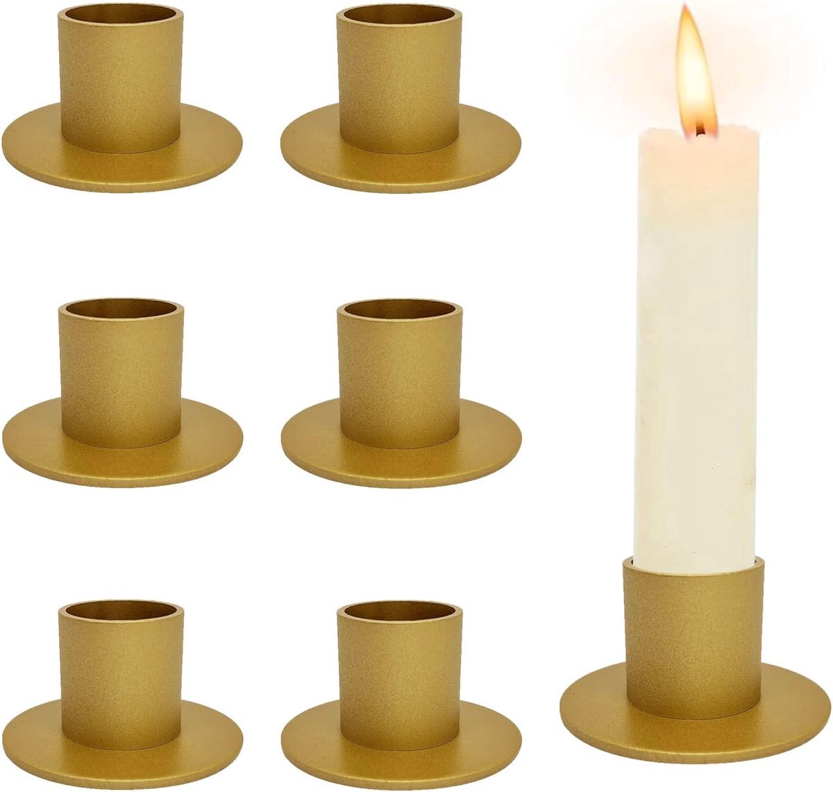 Stunq® 6 stuks gouden kandelaars, retro diner kandelaars voor woonkamer, eetkamer en slaap