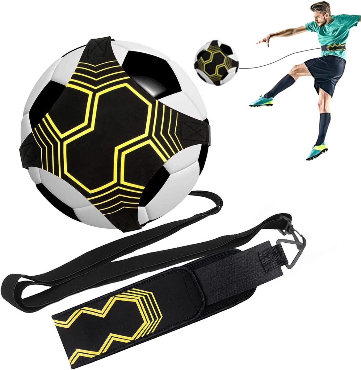 Voetbaltrainer Met Elastiek - Voetbaltrainingsriem - Elastische trainingsbanden voor voetballen - Geschikt voor voetballen maat 3, 4 en 5