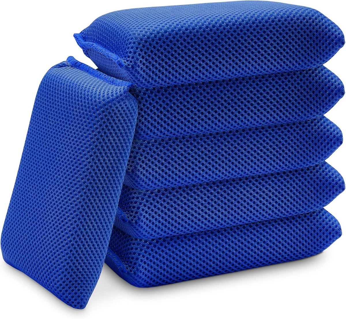 Daity 6-pack autoreinigingssponzen - ultrazachte gaas-autowassponzen - verwijdert hardnekkige vlekken zoals insecten - olie en hars van auto-oppervlakken (blauw).