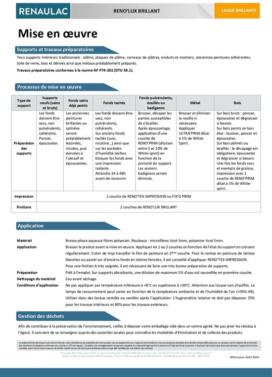 Renaulac - Peinture laque hybride - Brillant - 1l