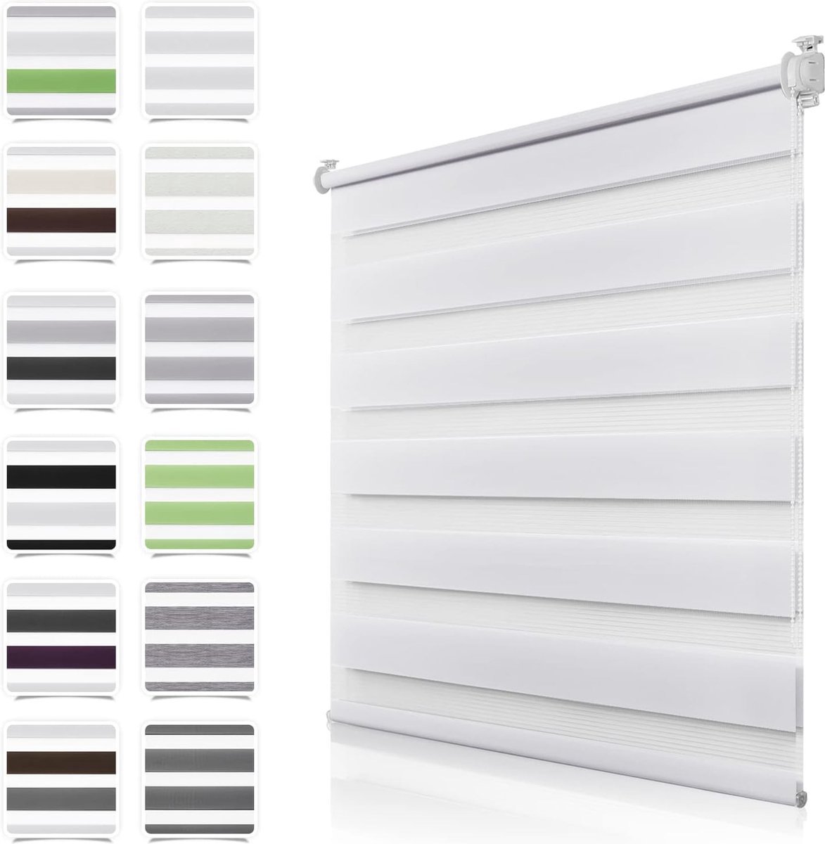 Stunq® Dubbel rolgordijn met klembevestiging, zonder boren, 85 x 120 cm (b x h), wit, duo-