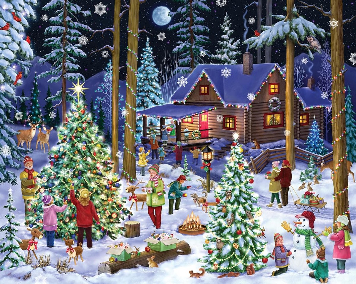Kerstpuzzel 1000 Stukken - Groot Formaat - Perfect Passende en Uniek Gevormde Stukken