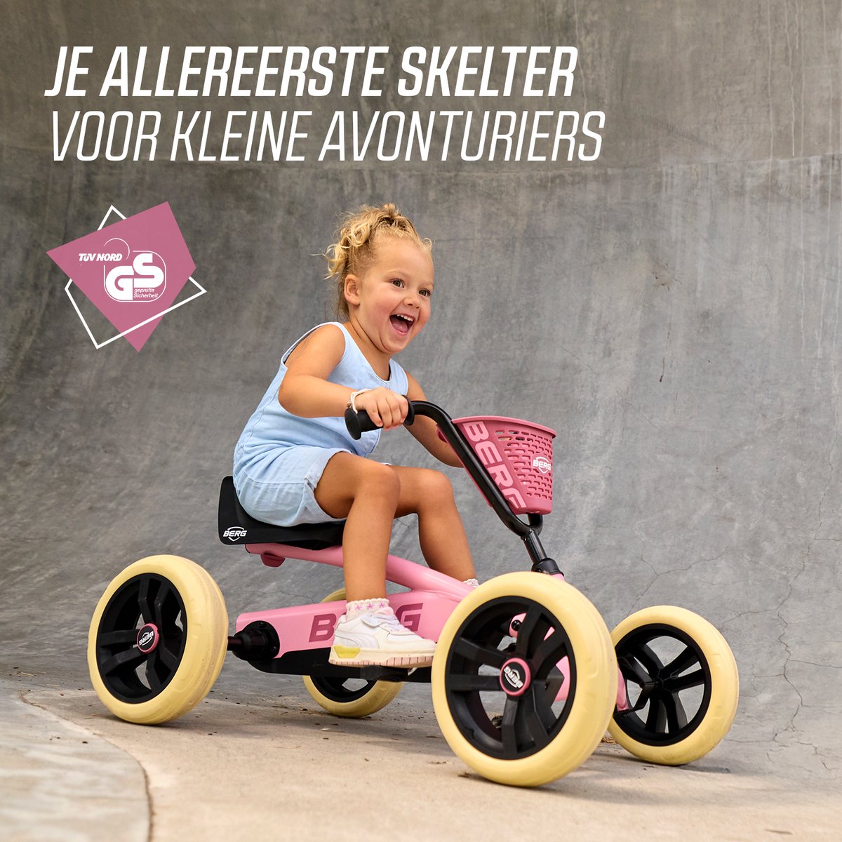 BERG Buzzy Pink Skelter - 2+ jaar - Verstelbare Stoel - Anti-lek EVA banden - Veilige en Stabiele Wegligging - Roze — afbeelding 4