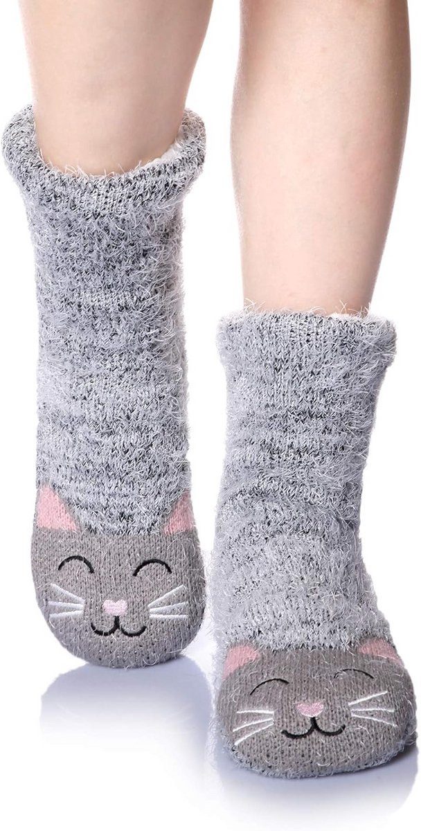 Dames Pluizige Slipper Sokken Warm Fleece Antislip voor Binnen en Winter