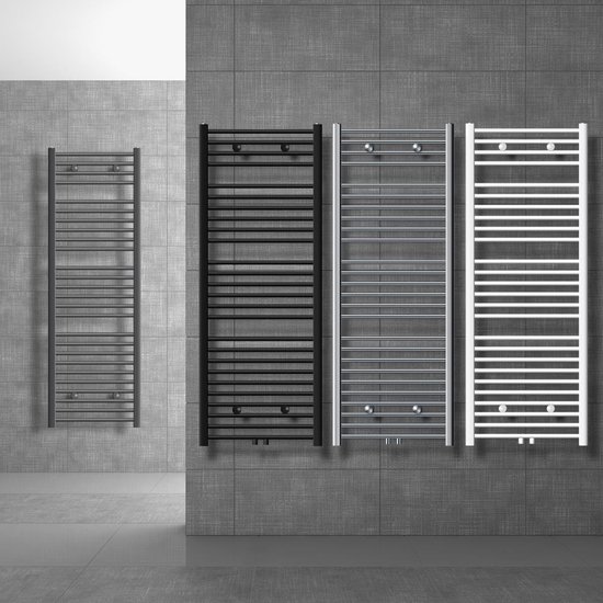 Badkamerradiator 500x1200 mm Antraciet Recht Inclusief Thermostaat en ...