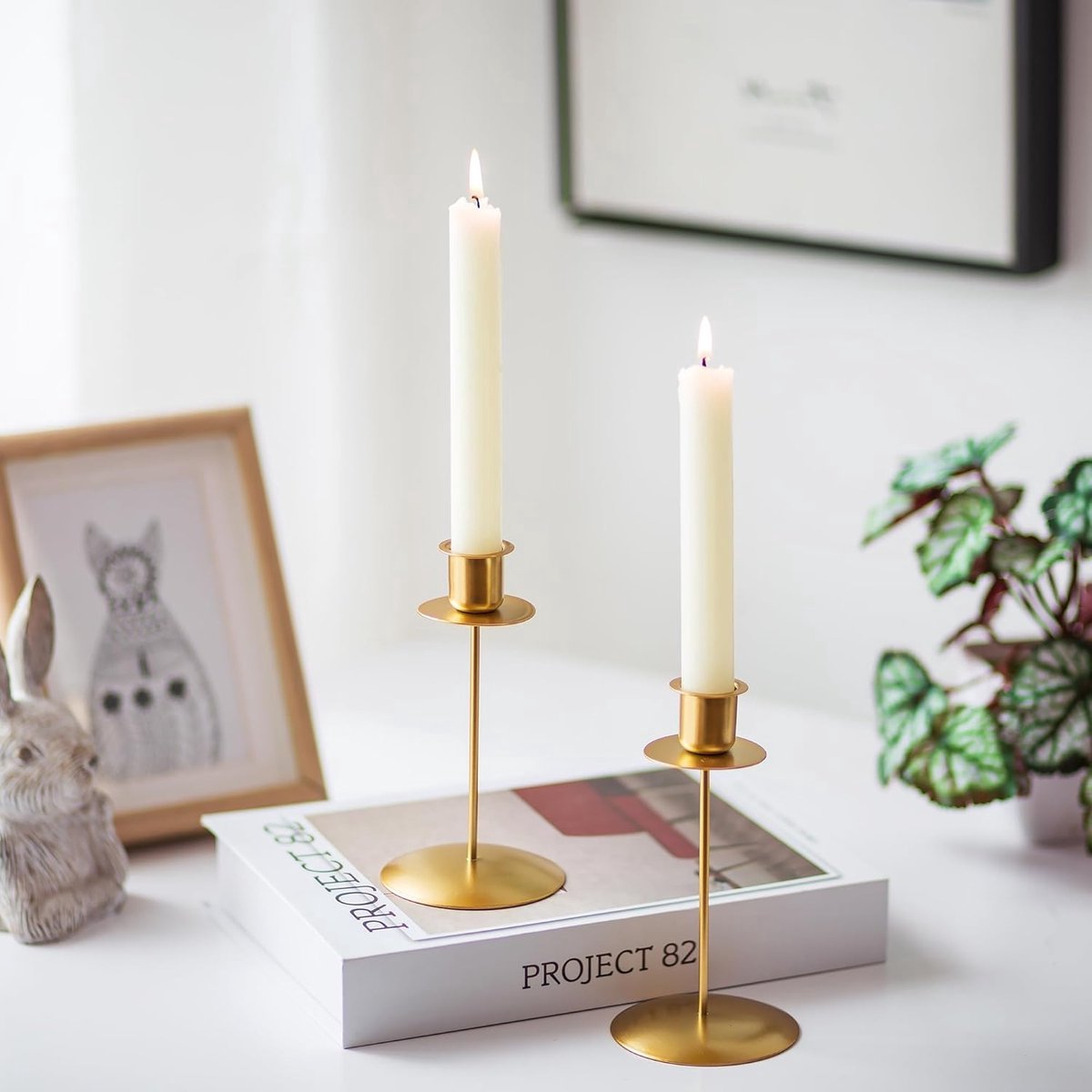 Stunq® Kandelaar kaarsenstandaard staafkaarsen goud - set van 2 kaarsenhouders staafkaars metaal vintage moderne decoratie voor bruiloft tafel Kerstmis tafeldecoratie woonkamer adventskrans advent