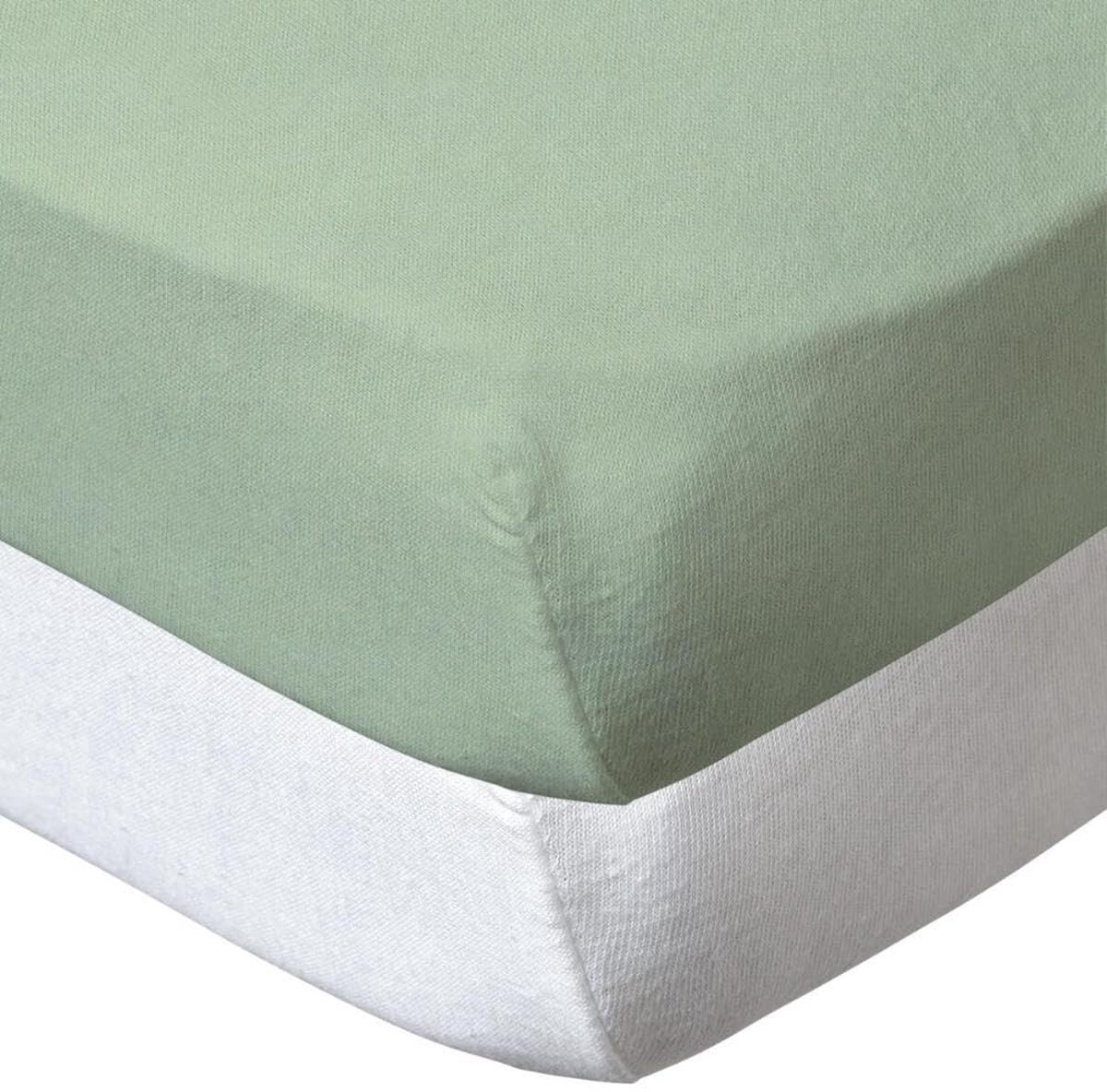 Stunq® Set van 2 hoeslakens wit/groen 70 x 140 x 17 cm