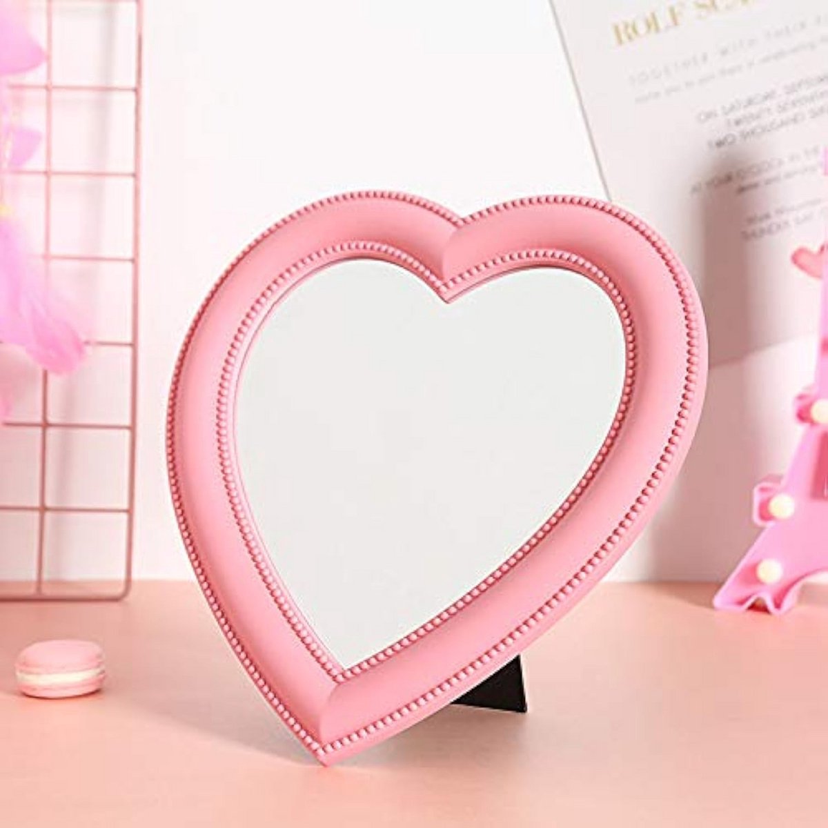 Opvouwbare Hartvormige Make-up Spiegel - Tafel, Hangend en Handspiegel
