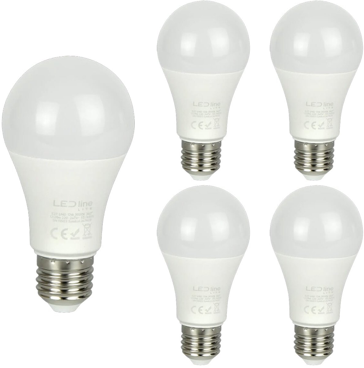 LED line LITE LED Lamp A60 E27 - 12W (vervangt 100W) - 1212lm - Ø60mm - 230V - Energiezuinig - 5 stuks