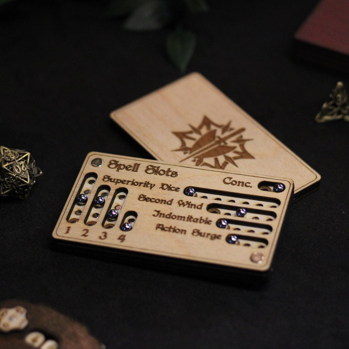 Spell Slot Tracker voor Fighter class in Dungeons & Dragons - Hout - Berken - Dnd 5e spells tracker - Tavarnan Gaming