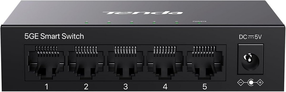 Tenda TEG205E 5-poorts Gigabit Managed Switch – 10/100/1000 Mbps met IGMP Snooping, QoS en VLAN