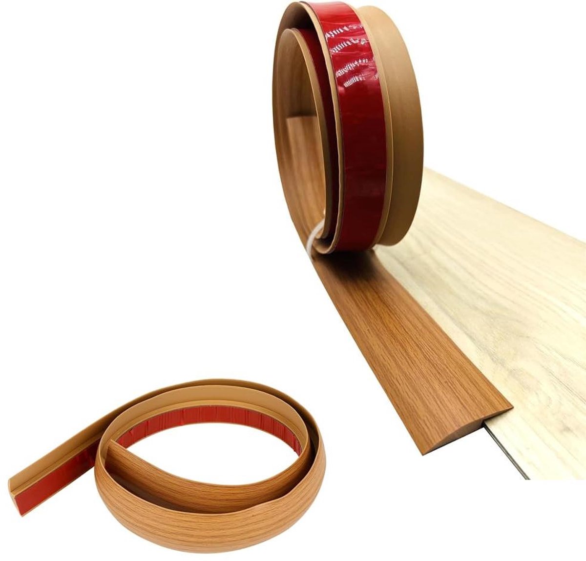 Zelfklevende tapijt rand strip PVC vloer overgang strips bruin houtnerf - deur drempel ran