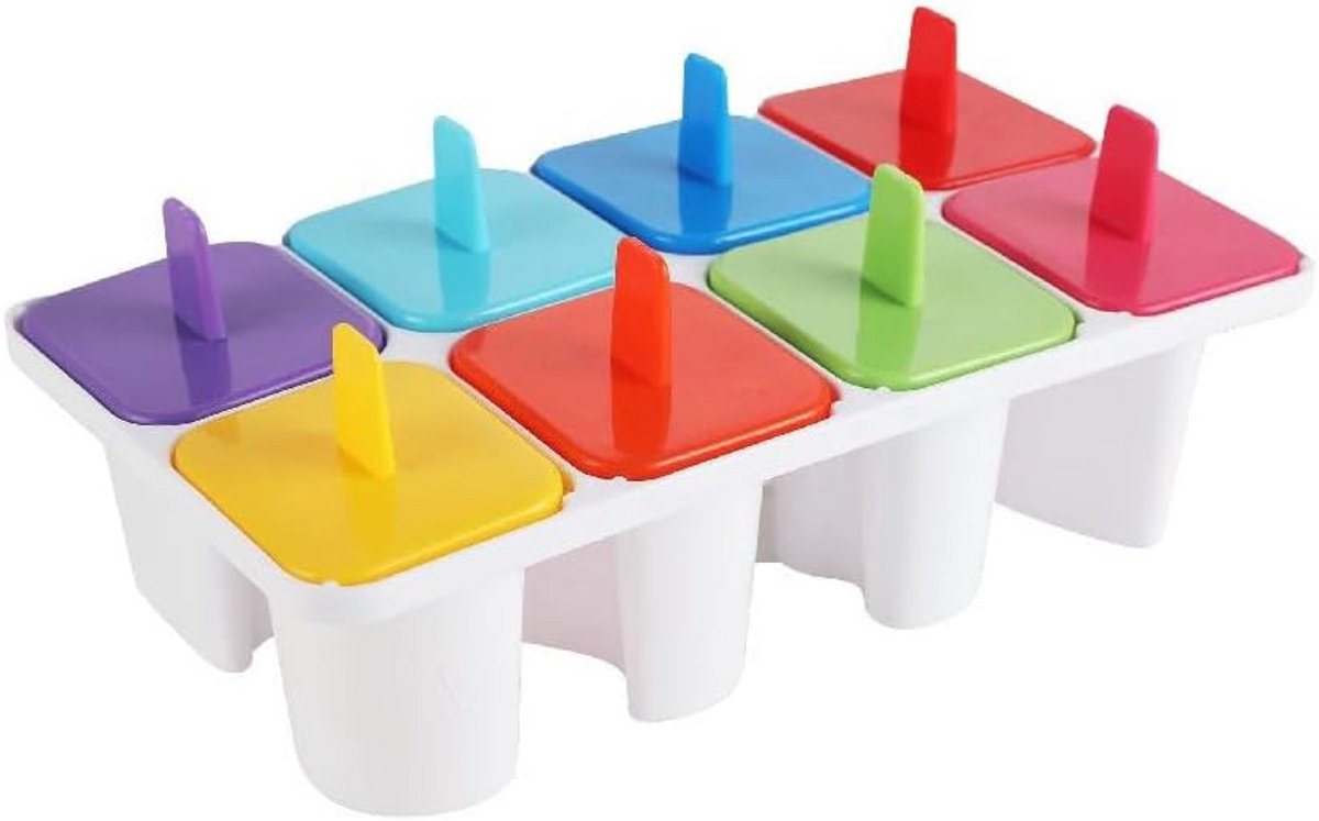 Set van 8 Herbruikbare Ijsvormen - Voor Zelfgemaakte Waterijsjes, Sorbets en Sappen