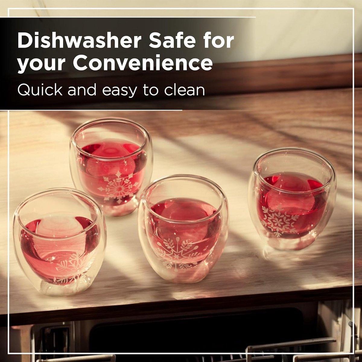 Set van 4 Dubbelwandige Glazen voor Warme Dranken en Glühwein (220ml) — cadeau in Kookcadeaus - foto 6