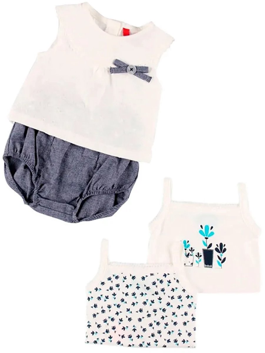 Boboli Pack Knit Combined Korte Mouw Set Wit,Blauw 0 Months Meisjes
