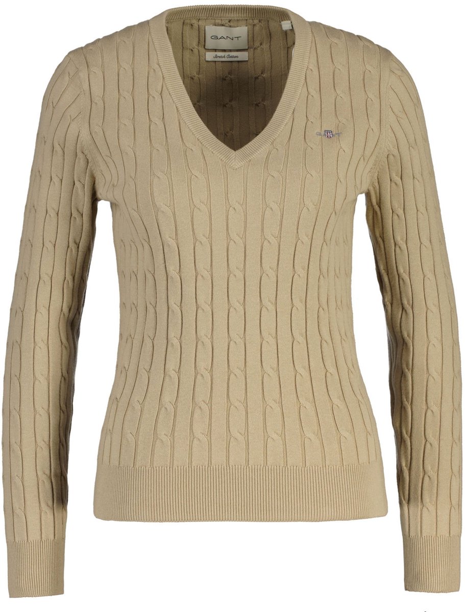 GANT Gebreide trui STRETCH COTTON CABLE V-NECK