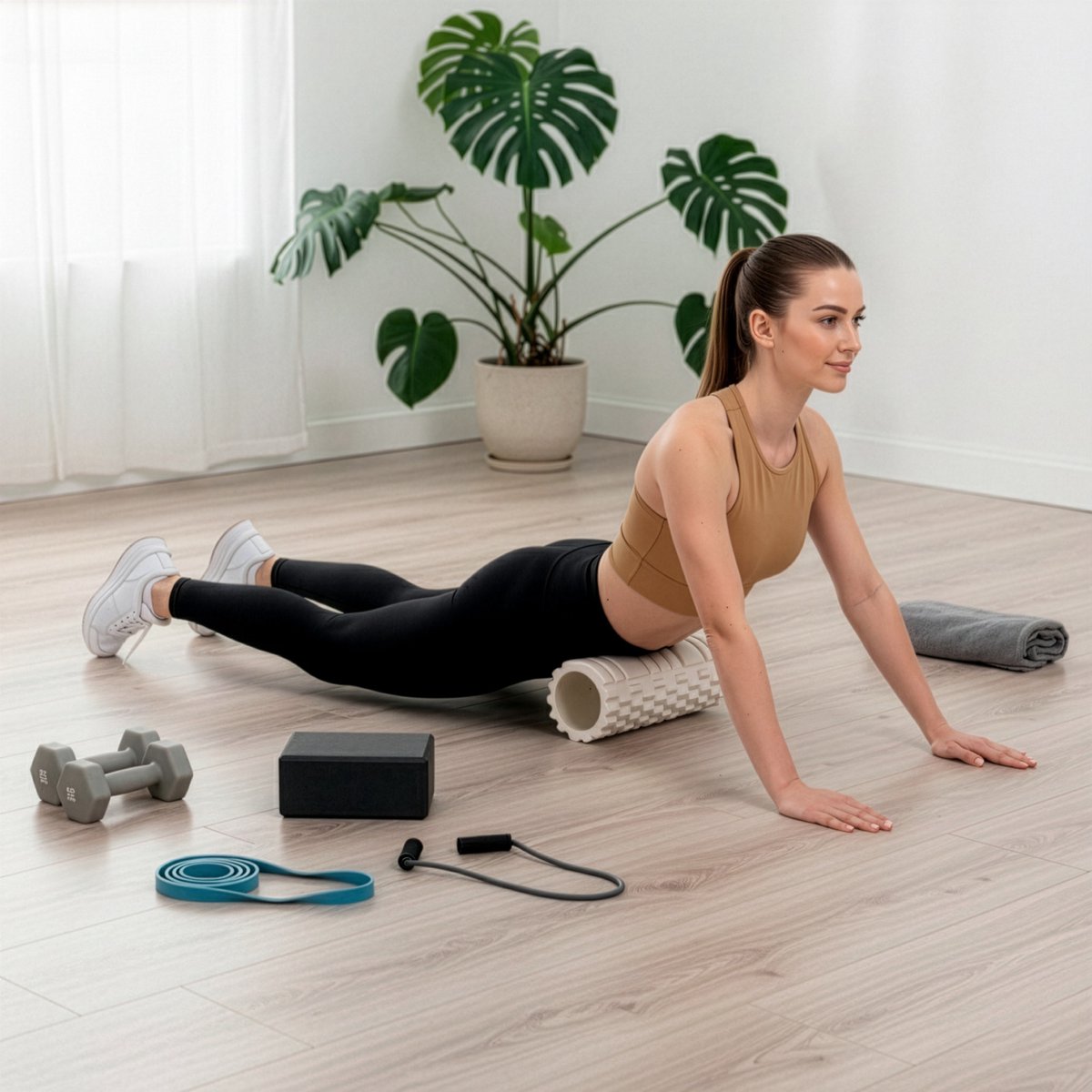 Actiget® Foam roller - Triggerpoint massage - Massage roller - 33 CM - Medium Hard - Lichtbeige thumbnail 7