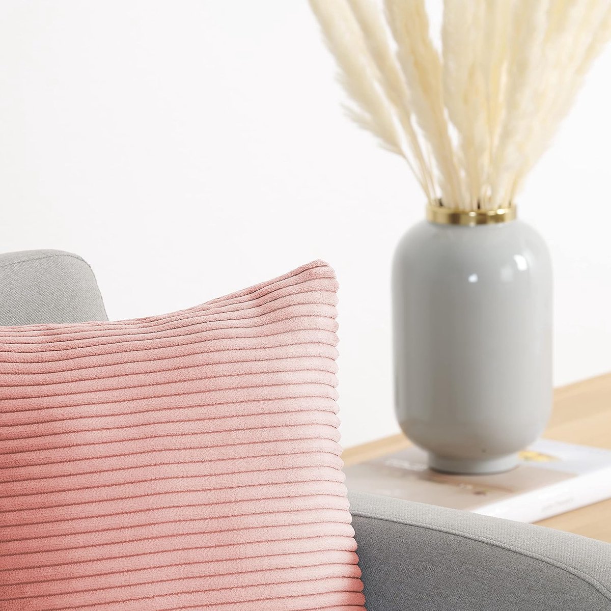 Famanu Corduroy ribfluweel kussenhoezen set van 2 (40x40 cm) – verborgen rits – zachte sierkussenhoezen – misty rose Misty Rose - Roze