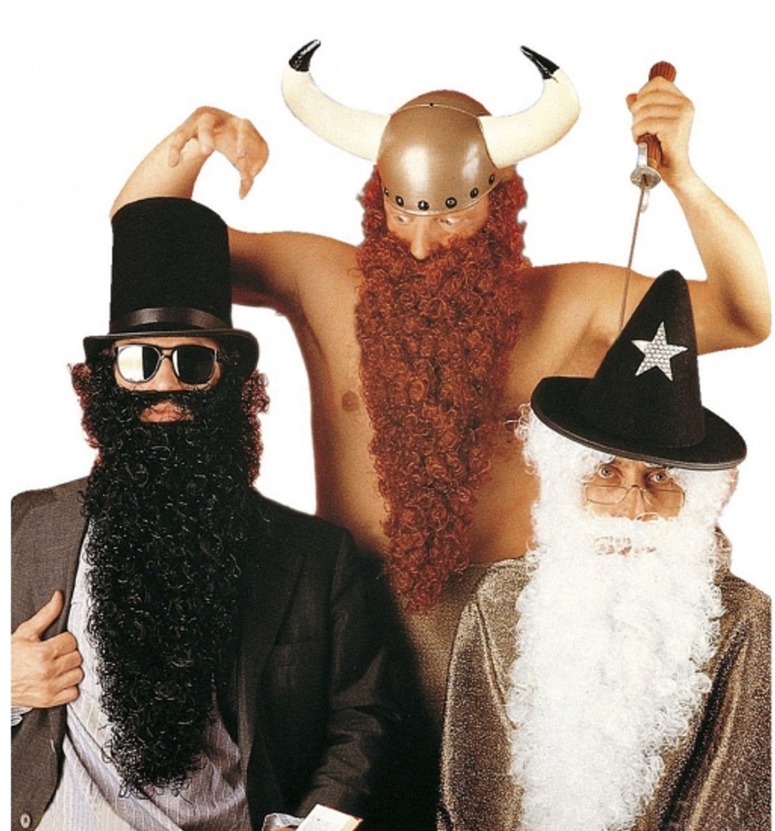 Baard met snor - zwart - lange baard - kabouter/tovenaar - Carnaval - Verkleed en thema feesten