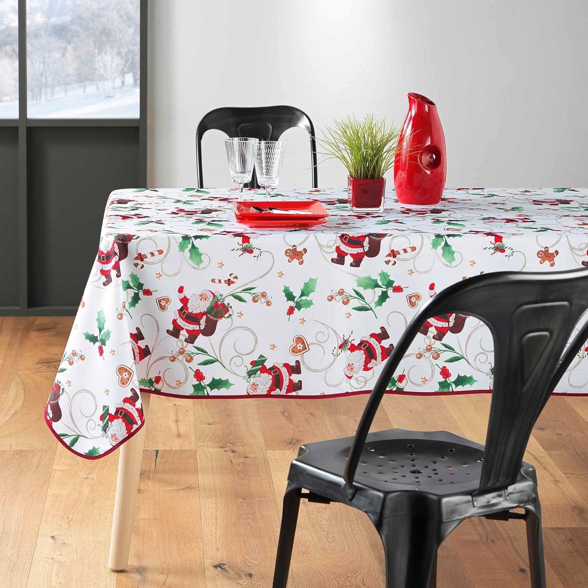 Kerst tafelkleed rechthoekig 150 x 300 cm polyester bedrukt