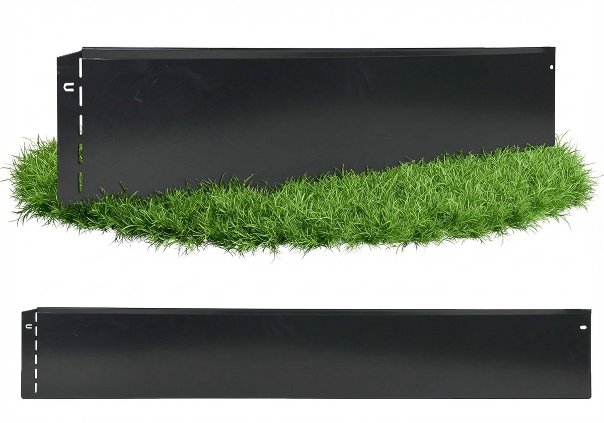GartenAZ Borderrand - Gazonrand van Verzinkt Staal - Flexibele Montage - Antraciet - 100 cm x 13 cm (5 stuks)