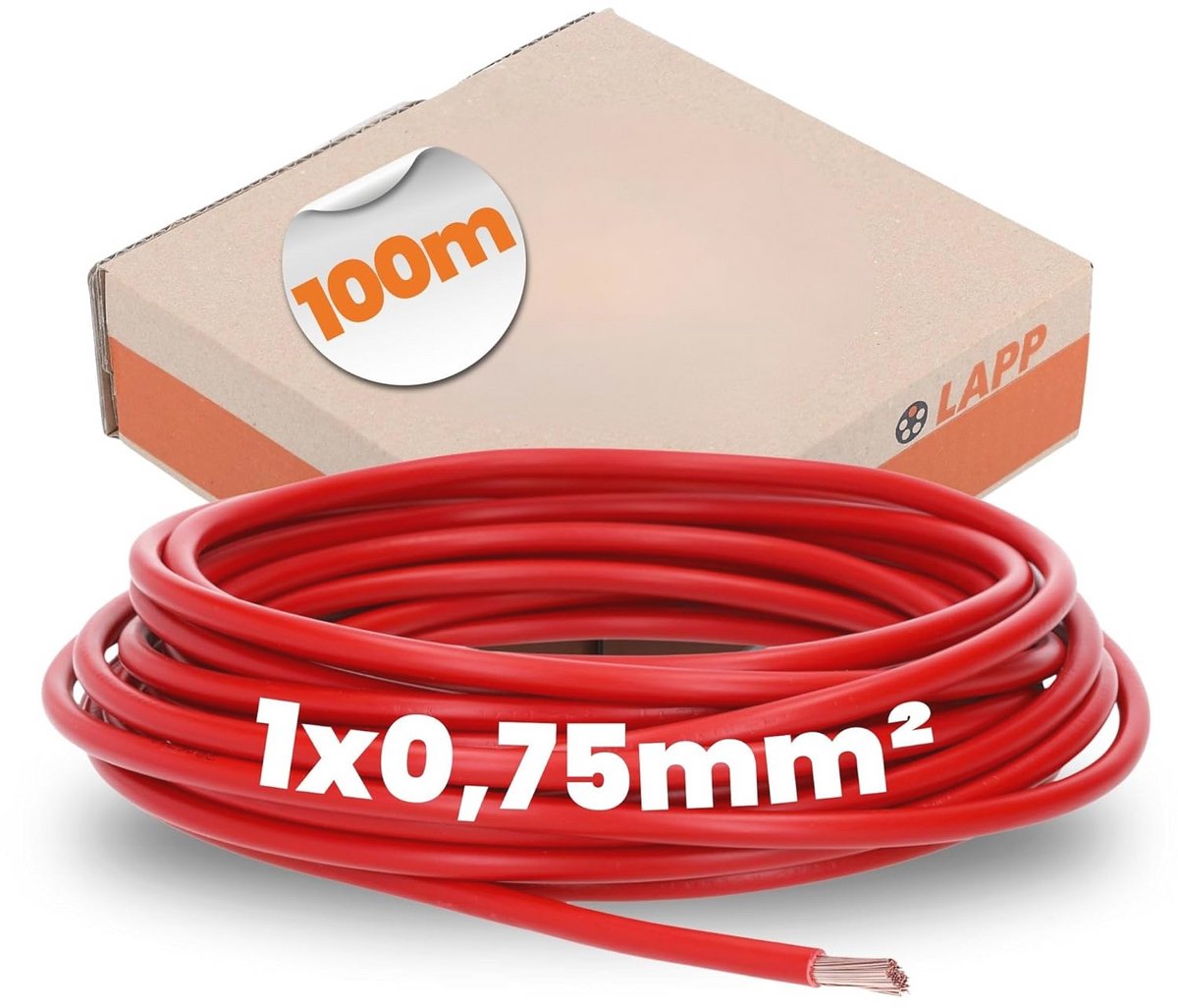 Aansluit- en bedieningskabel 1 x 0,75mm² 100m rood - Vlamvertragend en fijndradige kabel