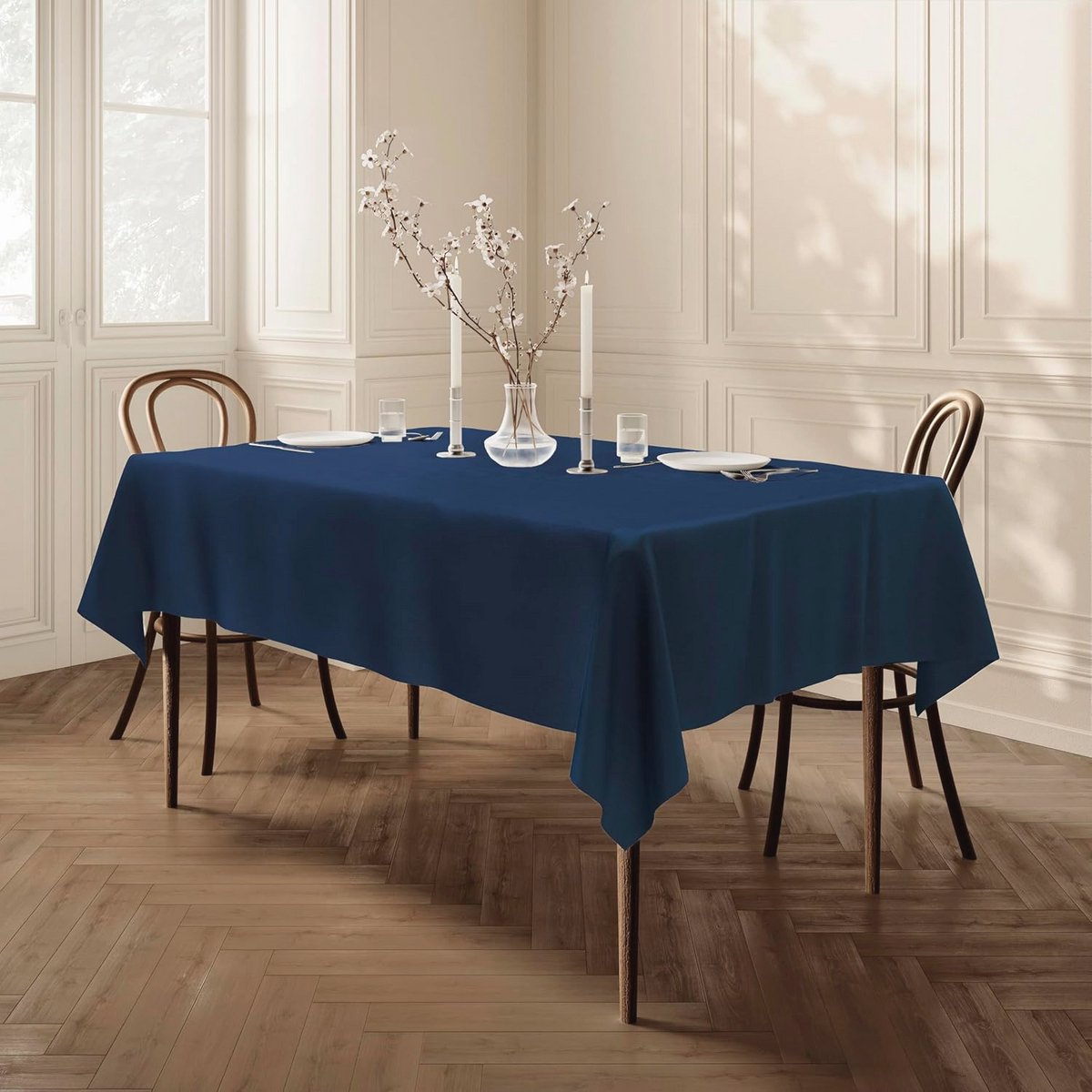 Onderhoudsvriendelijk Rechthoekig Tafelkleed 150 x 250 cm - Effen Blauw