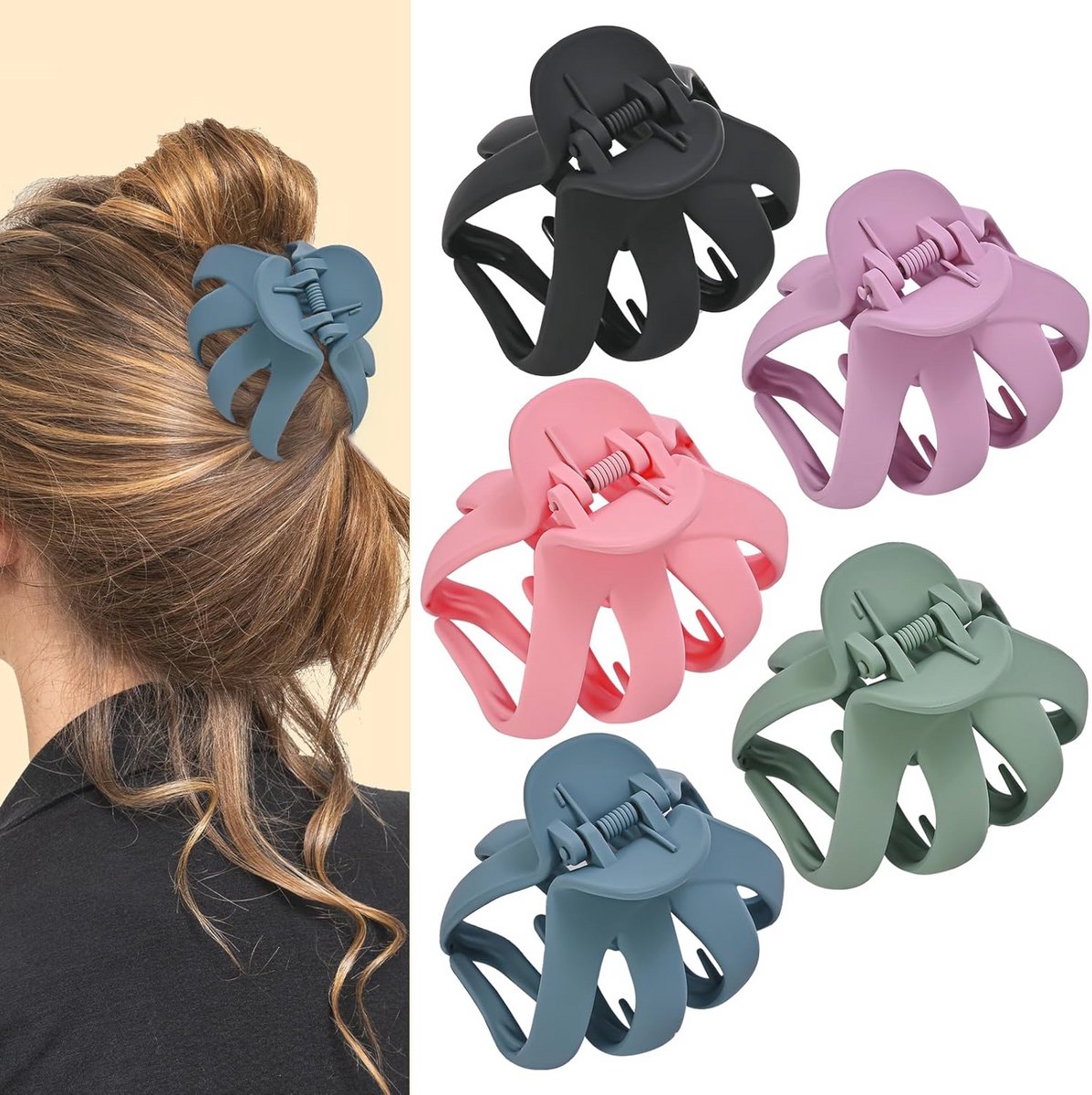 Octopus haarklemmen set van 5 voor dik krullend haar