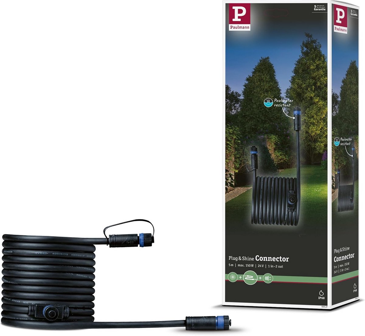 Aansluitkabel - Verlengkabel Buiten - Buitenverlichting Installeren - IP68 Waterdicht - 5 meter - Zwart