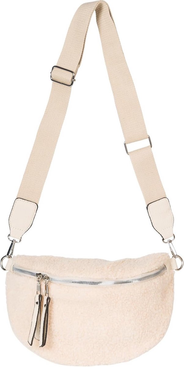 Dames Teddy Tijgerprint Crossbody Tas Halve Maan met Verstelbare en Afneembare Schouderriem