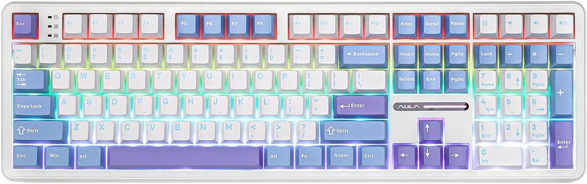 Draadloos Gaming Toetsenbord met 8000mAh Accu - Volledige Grootte Mechanisch Toetsenbord met 108 Hot-Swappable Toetsen en RGB Verlichting