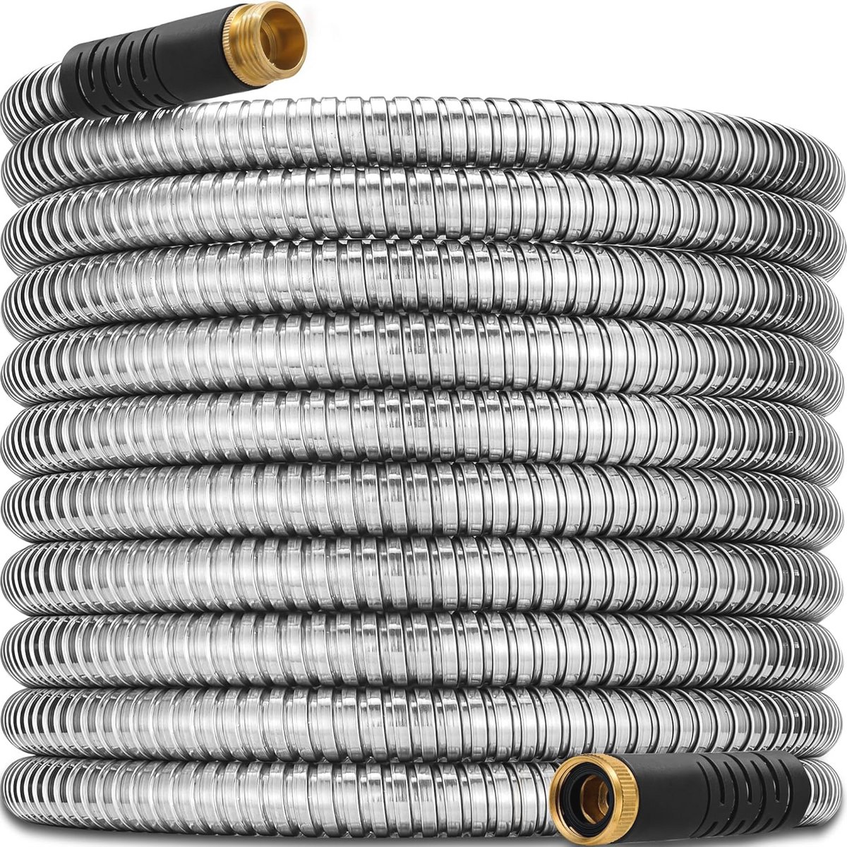 Roestvrijstalen tuinslang - Metalen waterslang - Planten water geven - Anti-knik ontwerp - 30 meter - Zilver