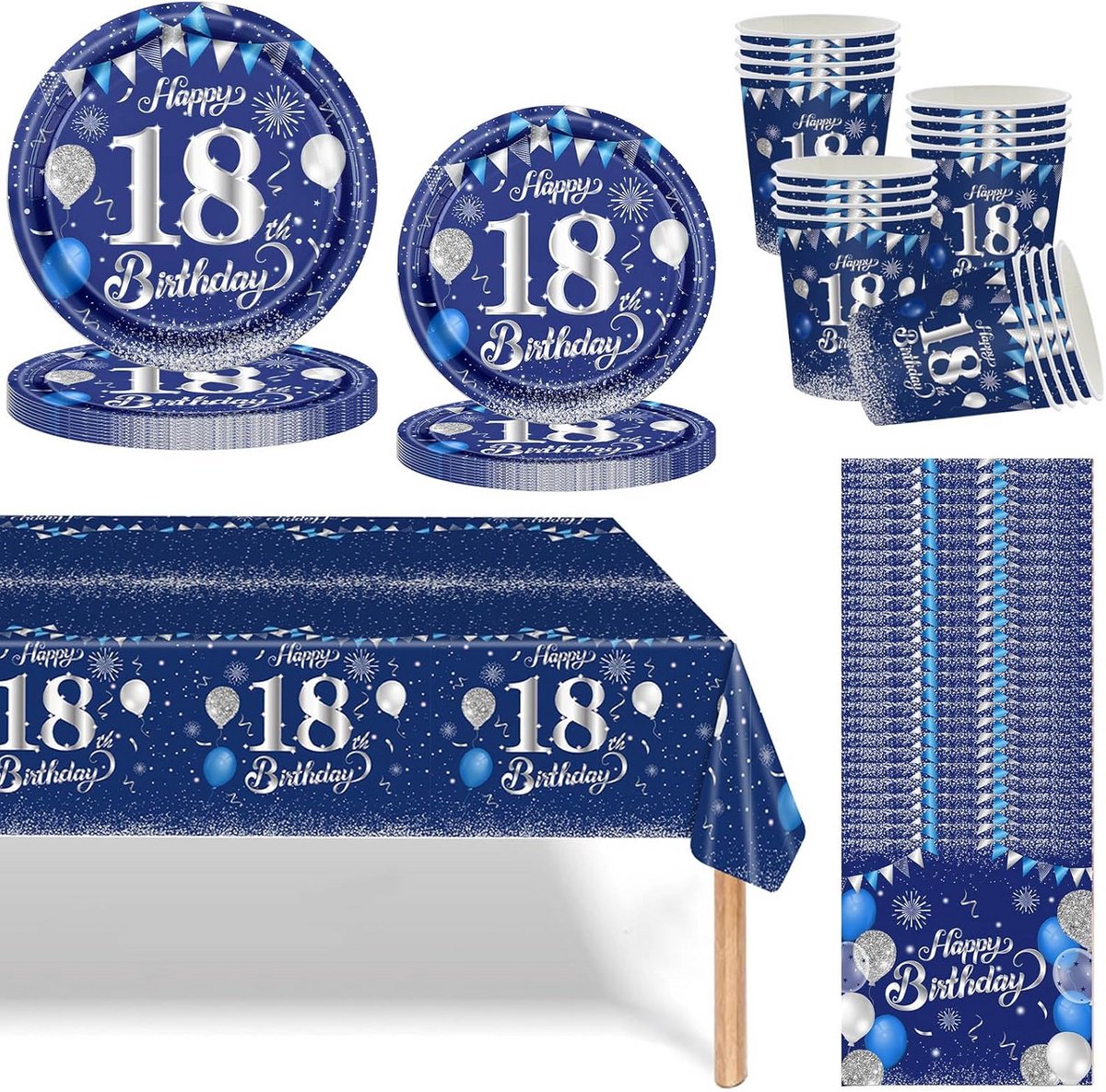 Marineblauwe servies set voor 18e verjaardagsfeest