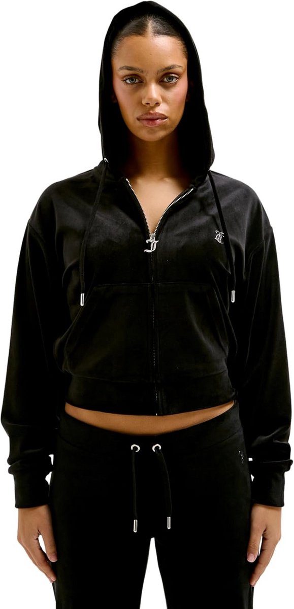 Dames Cropped Hoodie van Velours met Rits en Capuchon - Trendy en Comfortabel