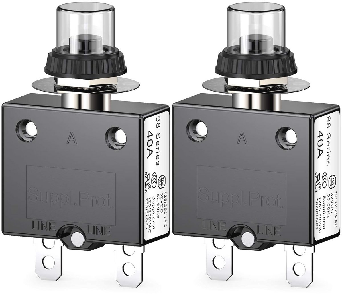 Thermische Veiligheidsschakelaar 40A Drukknop Reset – 2 Stuks – Zwart