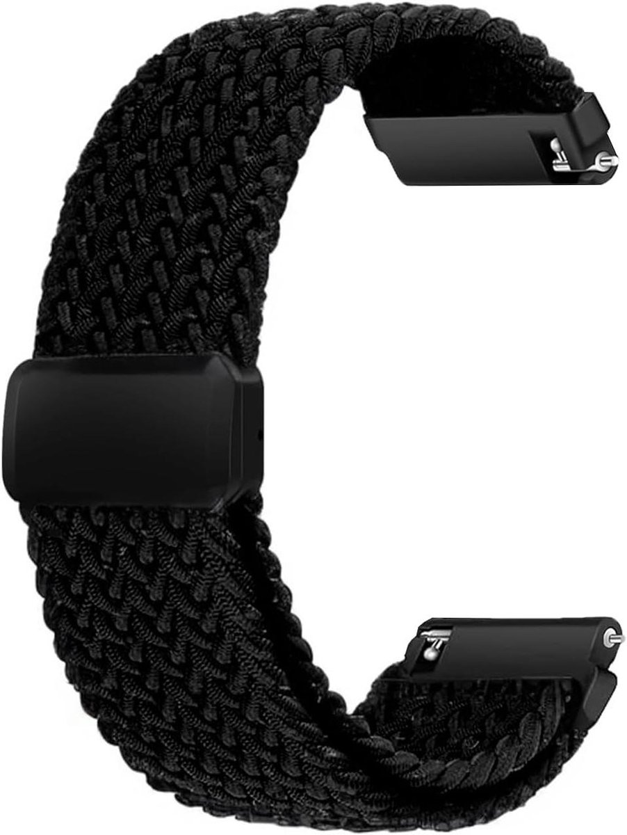 Allecta - Nylon horlogebandje 22 mm met verstelbare magnetische sluiting zwart