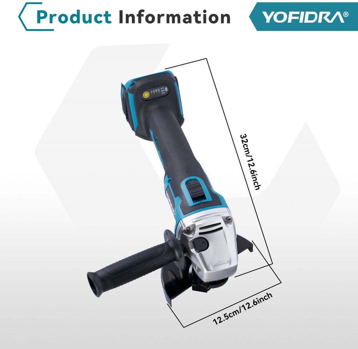 Yofidra Haakse slijper - Ø125MM Draadloze Slijptol - Elektrische Slijpmachine - Borstelloze Motor - met 2x Accu - 8500 tpm - voor snijden, slijpen en polijsten – foto 7