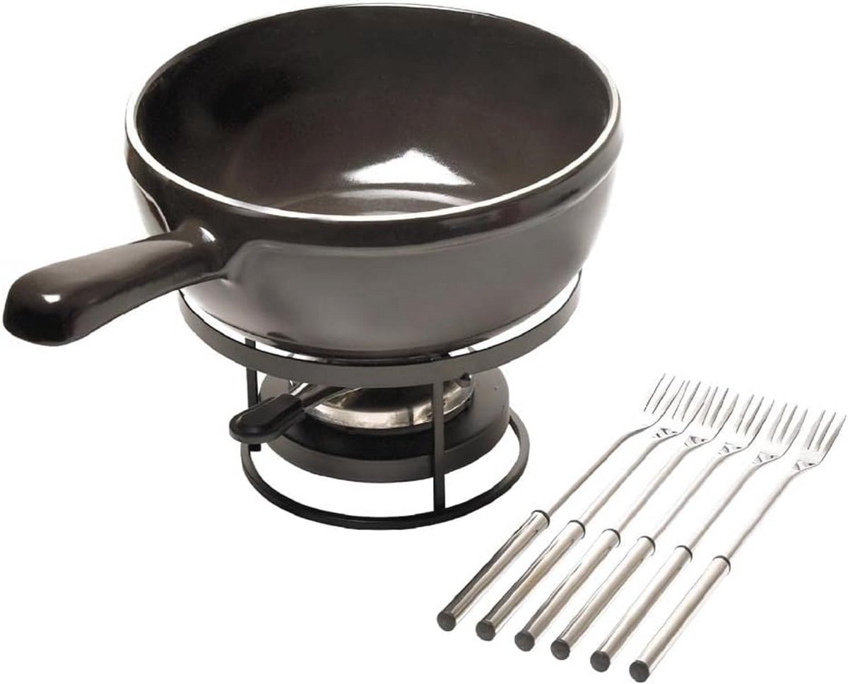 Emile Henry Kaasfondue Set, Keramiek, Houtskool, 24x24x9 cm