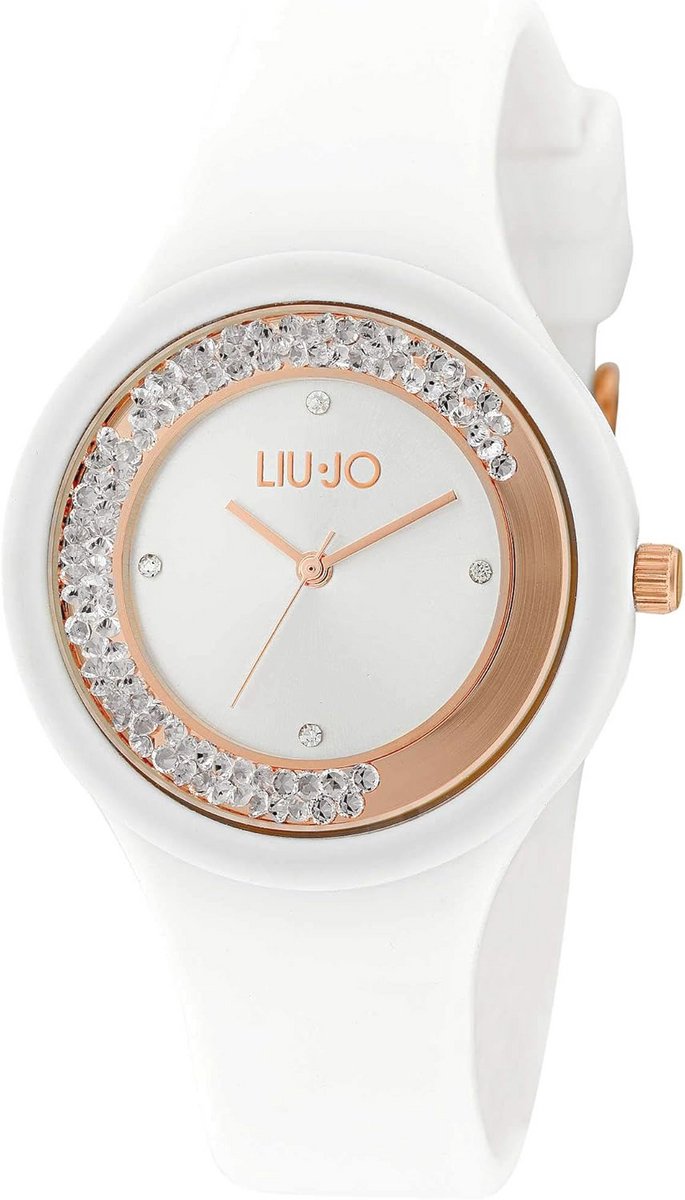 LiuJo TLJ1419 Analoog kwartshorloge voor dames, met siliconen armband, wit-roségoud., armband