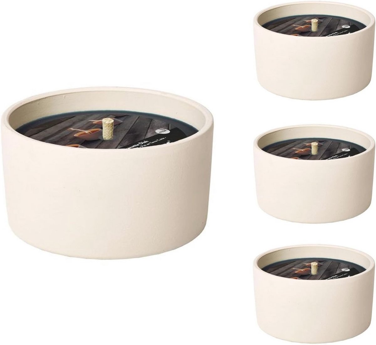 Set van 4 outdoor vlamschalen - Zachte witte buitenkaarsen met lange brandduur