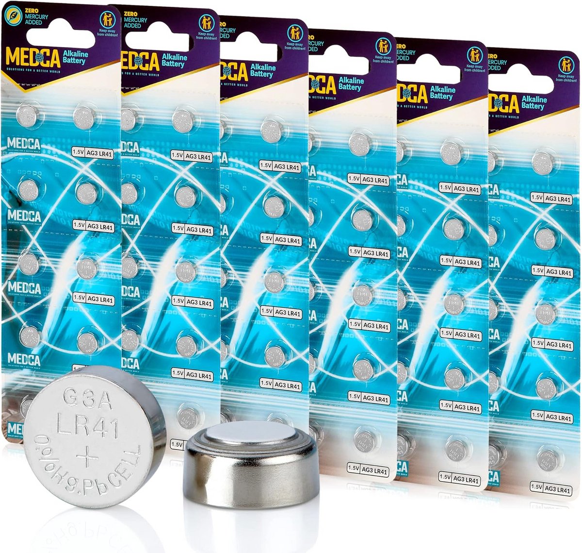 Alkaline Knoopcelbatterijen - LR41, 192, 92A, LR736, AG3 - 60 Stuks voor Gehoorapparaten, Versterkers, Klokken, Speelgoed en Afstandsbedieningen