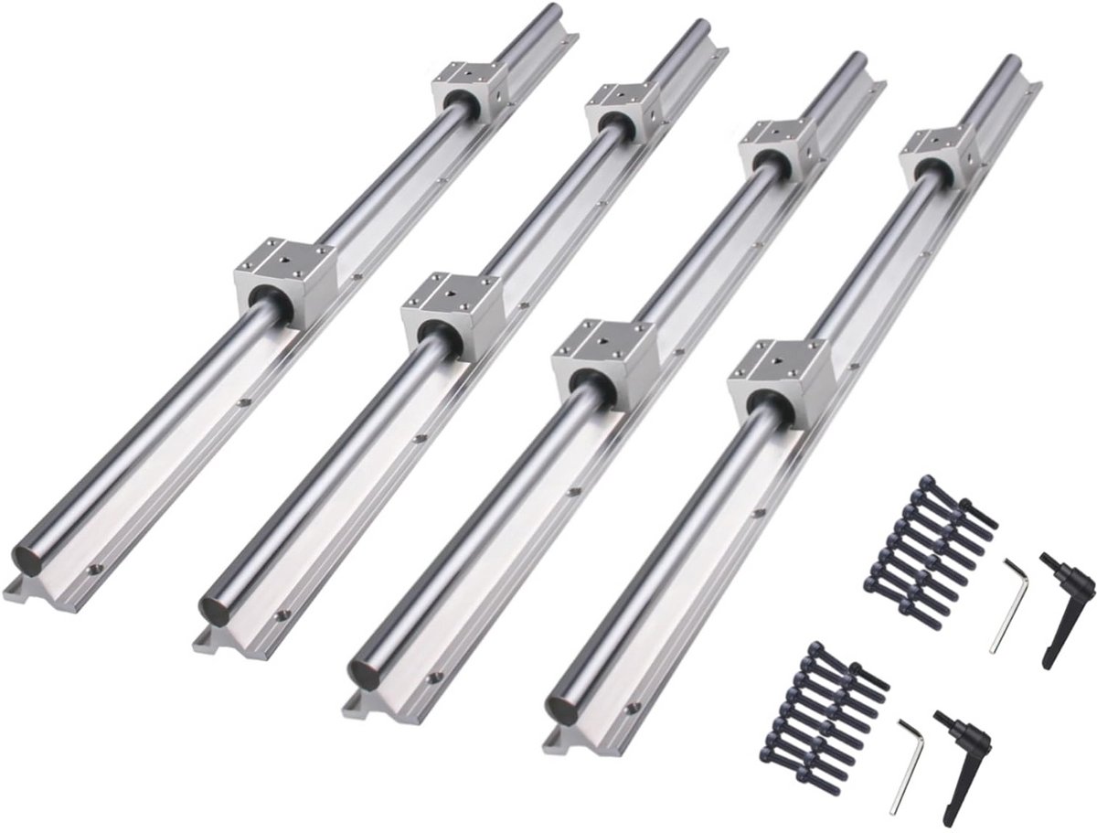 Set van 4 lineaire geleidingen SBR16 1000 mm met 8 lagerblok voor 3D-printer en CNC-projecten